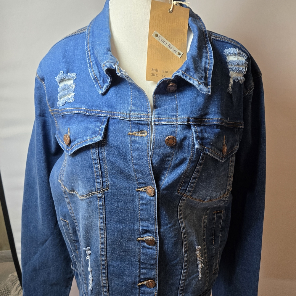 Rina Rossi Blue Jean Jacket New With Tags - Picture 1 of 12